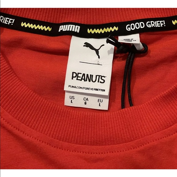 NWT Mens Puma x Peanuts Snoopy Basketball Long Sleeve Red T-shirt Sz Medium - Picture 8 of 10